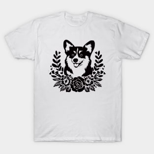 Charming Smiling Dog with Floral Wreath Cute Animal Lover T-Shirt
